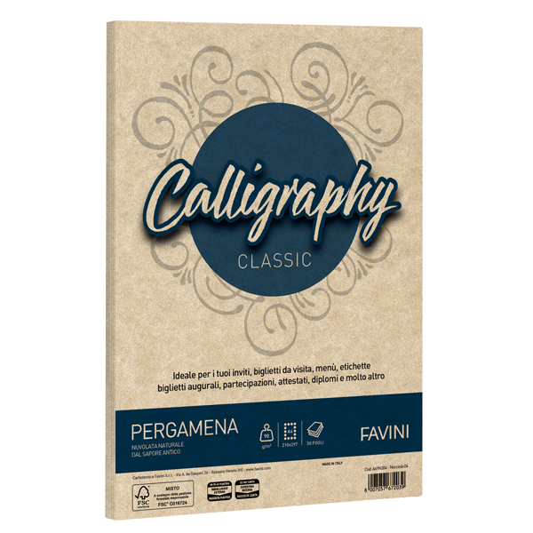 Carta Calligraphy Pergamena - A4 - 90 gr - nocciola 04 - Favini - conf. 50 fogli Carta Calligraphy Pergamena - A4 - 90 gr - nocciola 04 - Favini - conf. 50 fogli