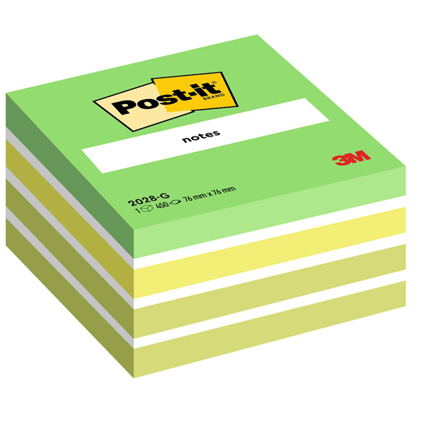 Blocco foglietti Cubo - 2028-G - 76 x 76 mm - 72 gr - colori assortiti - 450 fogli - Post-it Blocco foglietti Cubo - 2028-G - 76 x 76 mm - 72 gr - colori assortiti - 450 fogli - Post-it