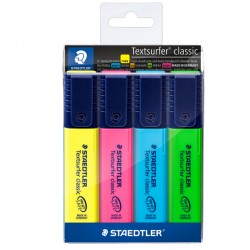 Evidenziatore Textsurfer Classic  - punta a scalpello - tratto da 1,0-5,0mm - astuccio 4 colori - Staedtler