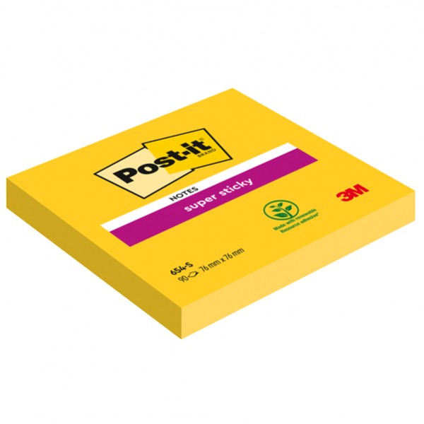Blocco foglietti Post-it Super Sticky - 654-S - 76 x 76 mm - giallo oro - 90 fogli - Post-it Blocco foglietti Post-it Super Sticky - 654-S - 76 x 76 mm - giallo oro - 90 fogli - Post-it