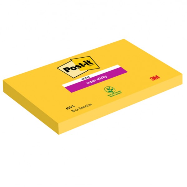 Blocco foglietti Post-it Super Sticky - 655-S - 76 x 127 mm - giallo oro - 90 fogli - Post-it Blocco foglietti Post-it Super Sticky - 655-S - 76 x 127 mm - giallo oro - 90 fogli - Post-it