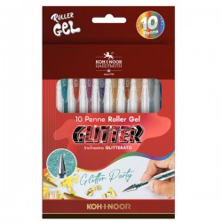 Roller gel colorati - colori glitter - Koh.I.Noor - astuccio 10 roller
