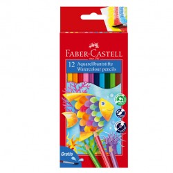 Pastelli acquerellabili - diametro mina 3,30 mm - colori assortiti - Faber-Castell - astuccio 12 pezzi