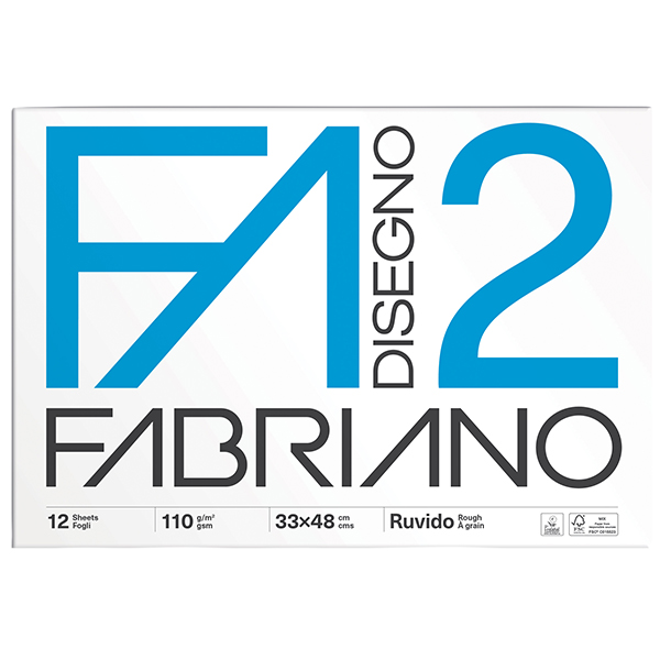 Album F2 - 33 x 48 cm - 12 fogli - 110 gr - ruvido - collato - Fabriano Album F2 - 33 x 48 cm - 12 fogli - 110 gr - ruvido - collato - Fabriano