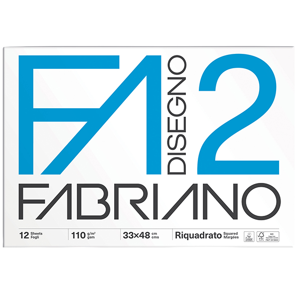 Album F2 - 33 x 48 cm - 12 fogli - 110 gr - liscio squadrato - collato - Fabriano Album F2 - 33 x 48 cm - 12 fogli - 110 gr - liscio squadrato - collato - Fabriano