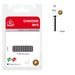 Chiodini M15 per fissatrici - con testa - 15 mm - acciaio - Romeo Maestri - conf. 1700 pezzi