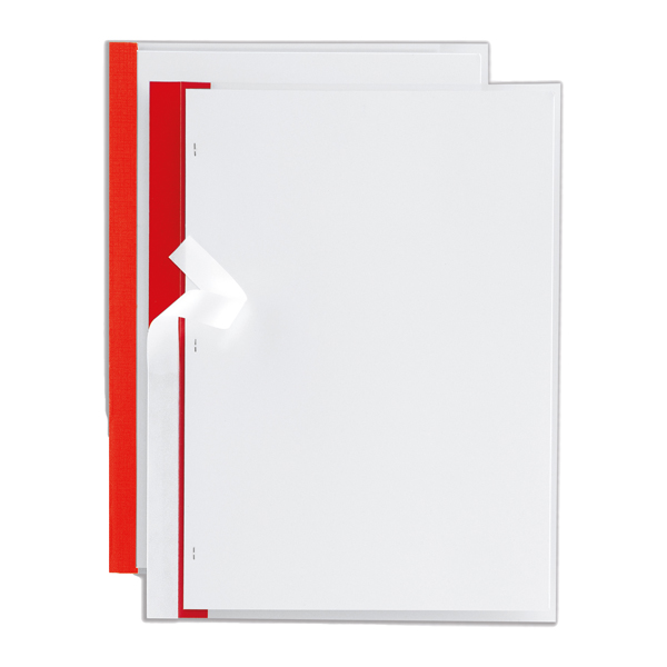 Cartellina per rilegatura Poli 200 - A4 - PP - trasparente buccia - dorso rosso - Sei Rota - conf. 10 pezzi Cartellina per rilegatura Poli 200 - A4 - PP - trasparente buccia - dorso rosso - Sei Rota - conf. 10 pezzi