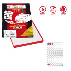 Etichette adesive R/300 - in carta - permanenti - tonde - diametro 20 mm - 88 et/fg - 100 fogli - bianco - Markin