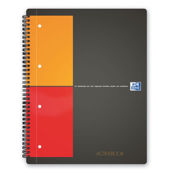 Blocco spiralato International Activebook - 1 rigo con margine - 240 x 297mm - 80gr - 80 fogli - Oxford Blocco spiralato International Activebook - 1 rigo con margine - 240 x 297mm - 80gr - 80 fogli - Oxford