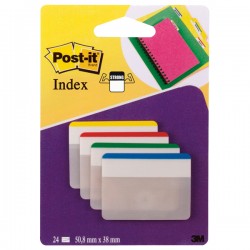 Segnapagina Post-it Index Strong - 686F-1 - per archivio - 50,8 x 38 mm - colori classici - Post-it - conf. 24 pezzi