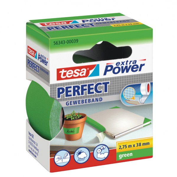 Nastro adesivo telato XP Perfect - 38 mm x 2,7 m - tela plastificata - verde - Tesa Nastro adesivo telato XP Perfect - 38 mm x 2,7 m - tela plastificata - verde - Tesa