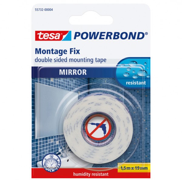 Nastro biadesivo per specchi Tesa Powerbond - 19 mm x 1,5 m - bianco - PE - Tesa Nastro biadesivo per specchi Tesa Powerbond - 19 mm x 1,5 m - bianco - PE - Tesa
