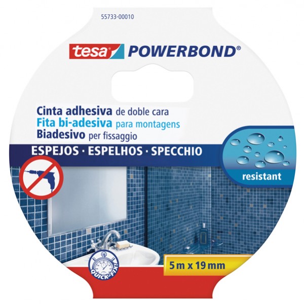 Nastro biadesivo per specchi Tesa Powerbond - 19 mm x 5 m - PE - bianco - Tesa Nastro biadesivo per specchi Tesa Powerbond - 19 mm x 5 m - PE - bianco - Tesa