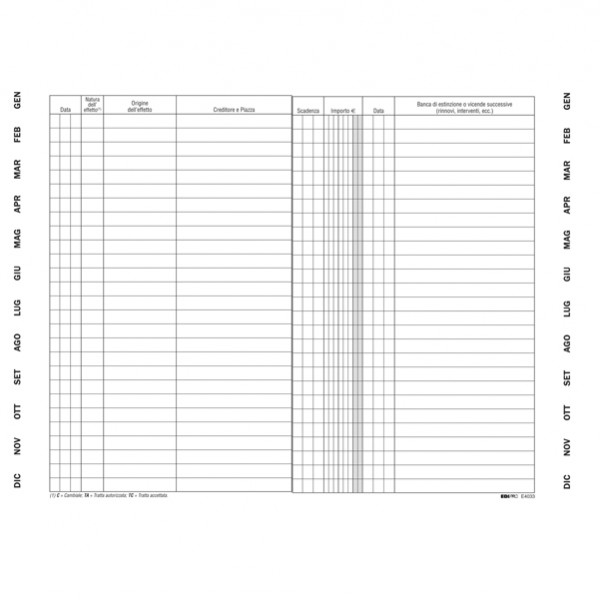 Scadenzario spiralato effetti passivi - 24 x 17cm - 36 fogli - Edipro