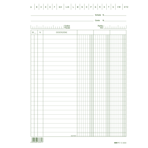 Schede - 3 colonne - 21 x 15 cm verticale - Edipro - conf. 100 pezzi Schede - 3 colonne - 21 x 15 cm verticale - Edipro - conf. 100 pezzi