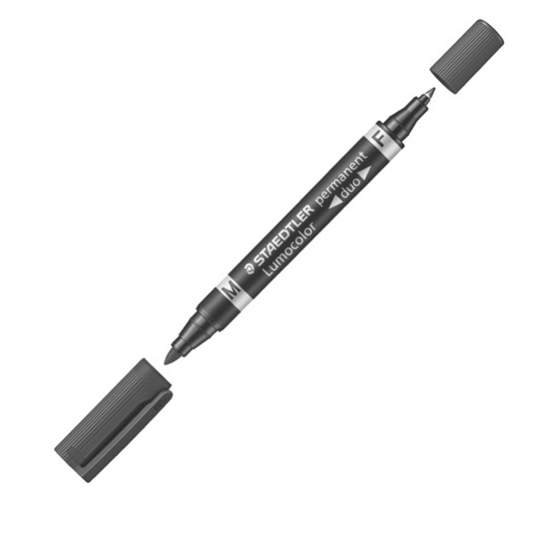 Pennarello Lumocolor Permanent Duo 348 punta feltro - punta 0,6mm e 1,5mm - nero - Staedtler Pennarello Lumocolor Permanent Duo 348 punta feltro - punta 0,6mm e 1,5mm - nero - Staedtler