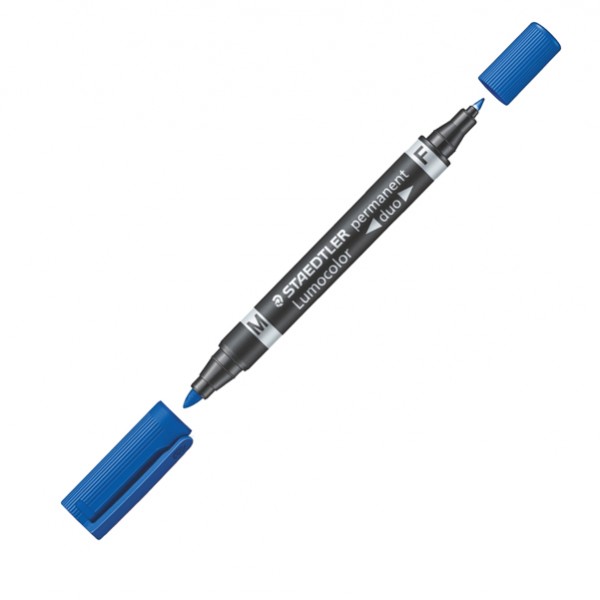 Pennarello Lumocolor Permanent Duo 348 punta feltro - punta 0,6mm e 1,5mm - blu - Staedtler Pennarello Lumocolor Permanent Duo 348 punta feltro - punta 0,6mm e 1,5mm - blu - Staedtler
