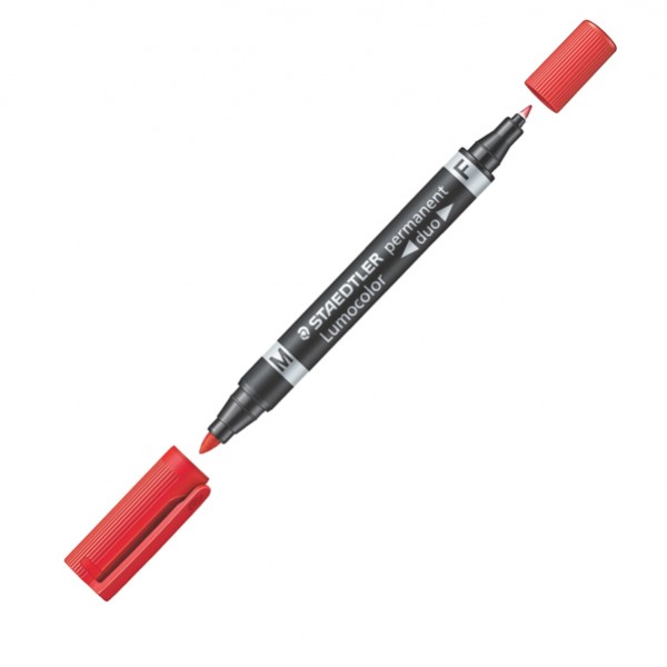 Pennarello Lumocolor Permanent Duo 348 punta feltro - punta 0,6mm e 1,5mm - rosso - Staedtler Pennarello Lumocolor Permanent Duo 348 punta feltro - punta 0,6mm e 1,5mm - rosso - Staedtler