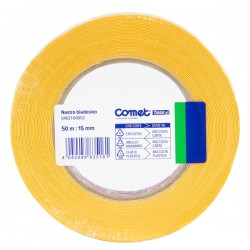 Nastro biadesivo - 15 mm x 50 m - PP - trasparente - Comet