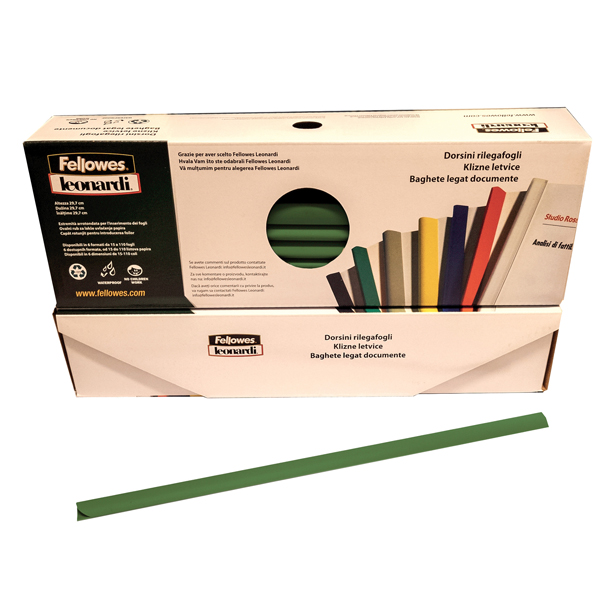 Dorsetti tondi per rilegatura - 6 mm - verde - Fellowes - scatola 50 pezzi Dorsetti tondi per rilegatura - 6 mm - verde - Fellowes - scatola 50 pezzi