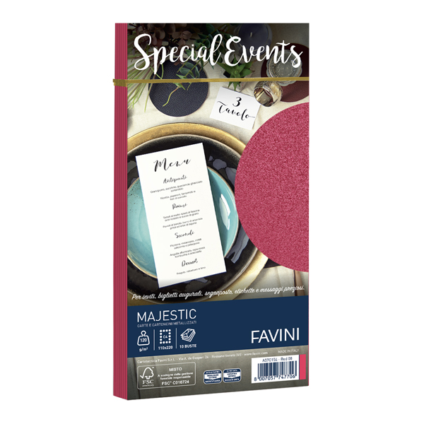 Busta Special Events metal - 110 x 220 mm - 120 gr - rosso - Favini - conf. 10 buste Busta Special Events metal - 110 x 220 mm - 120 gr - rosso - Favini - conf. 10 buste