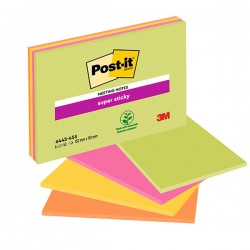 Blocco foglietti Post-it Super Sticky Meeting Notes - 6445-SSP - 152 x 101 mm - rosa/verde neon - 45 fogli - Post-it