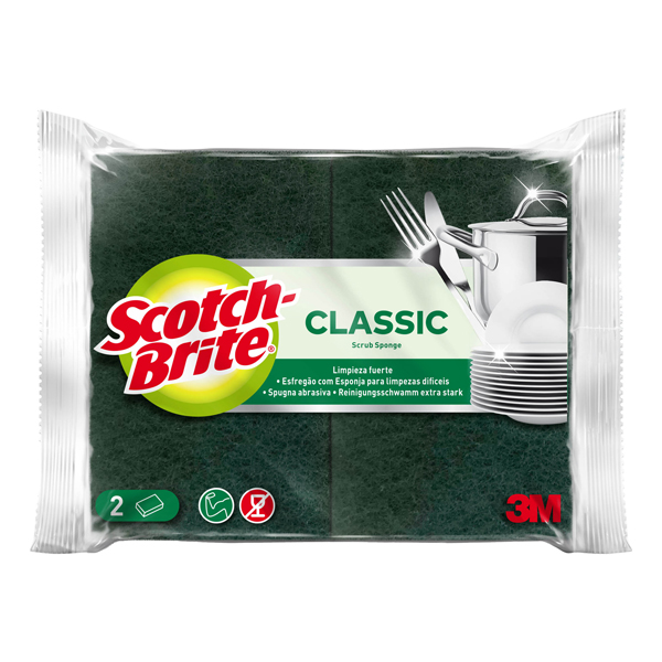 Spugna Classic - 14,2x2,4x11,5 cm - giallo/verde - Scotch-Brite - conf. 2 pezzi Spugna Classic - 14,2x2,4x11,5 cm - giallo/verde - Scotch-Brite - conf. 2 pezzi