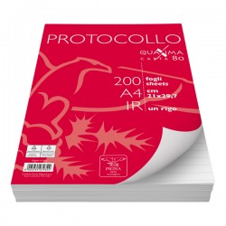 Fogli protocollo Quaxima - A4 - 1 rigo - 80 gr - Pigna - conf. 200 pezzi
