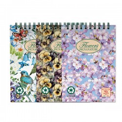 Blocco Nature Flowers - spiralato sul lato corto - A6 - 50 fogli - 80 gr - 5mm - Pigna