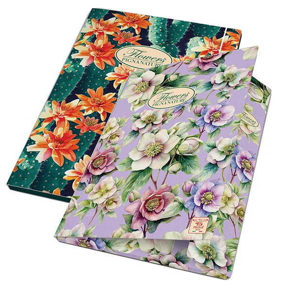 Cartella 3 lembi con elastico Nature Flowers - A4 - dorso piatto - fantasie assortite - Pigna Cartella 3 lembi con elastico Nature Flowers - A4 - dorso piatto - fantasie assortite - Pigna