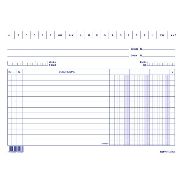 Schede - 3 colonne - 15 x 21 cm orizzontale - Edipro - conf. 100 pezzi Schede - 3 colonne - 15 x 21 cm orizzontale - Edipro - conf. 100 pezzi