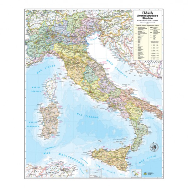 Carta geografica Italia amministrativa e stradale - murale - 67 x 85 cm - Belletti Carta geografica Italia amministrativa e stradale - murale - 67 x 85 cm - Belletti