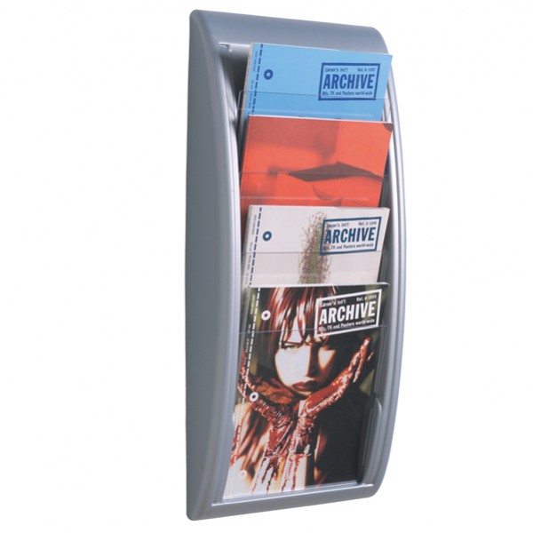 Espositore da parete Quick Fit System - 4 tasche A4 verticali - grigio - Paperflow Espositore da parete Quick Fit System - 4 tasche A4 verticali - grigio - Paperflow