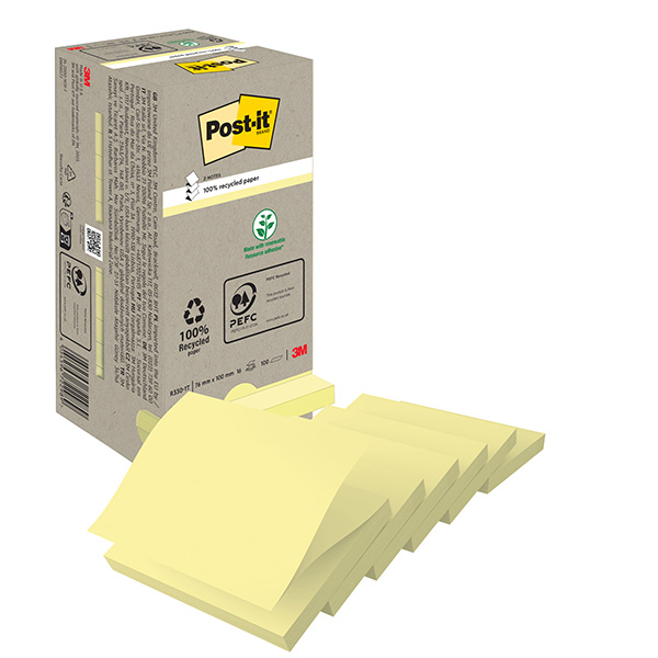 Blocco Post-it Z Notes Green - R330-1T - 76 x 76 mm - 100% riciclabile - giallo - 100 fogli - Post-it Blocco Post-it Z Notes Green - R330-1T - 76 x 76 mm - 100% riciclabile - giallo - 100 fogli - Post-it