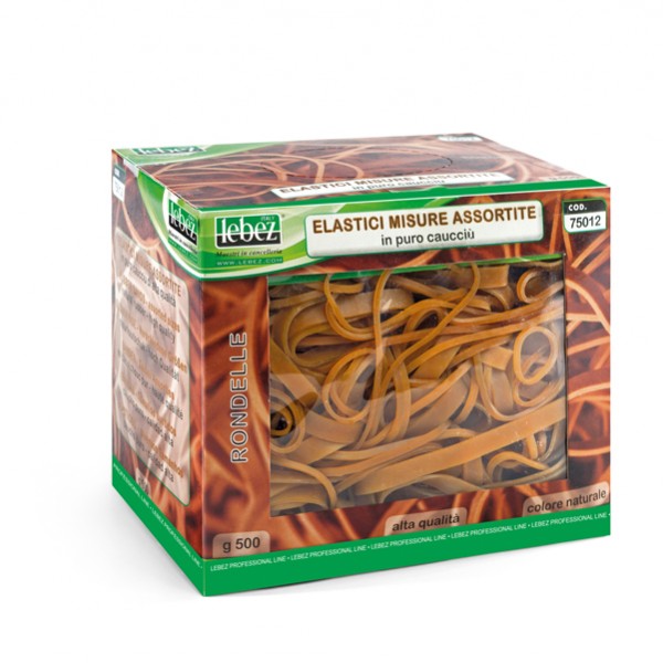 Elastici - misure assortite - 500 gr - caucciù - avana - Lebez Elastici - misure assortite - 500 gr - caucciù - avana - Lebez