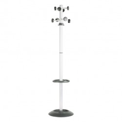 Appendiabiti Totem - con portaombrelli - 8 posti - 175 x 39 cm - grigio/nero - Unisit