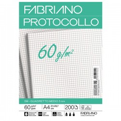 Foglio protocollo - A4 - 5 mm - 60 gr - Fabriano - conf. 200 fogli