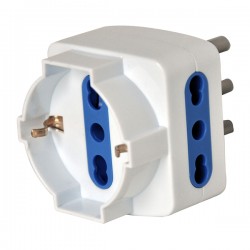 Adattatore triplo con spina 2P+T 16A - 2 prese bipasso 10/16A + 1 Schuko - MKC