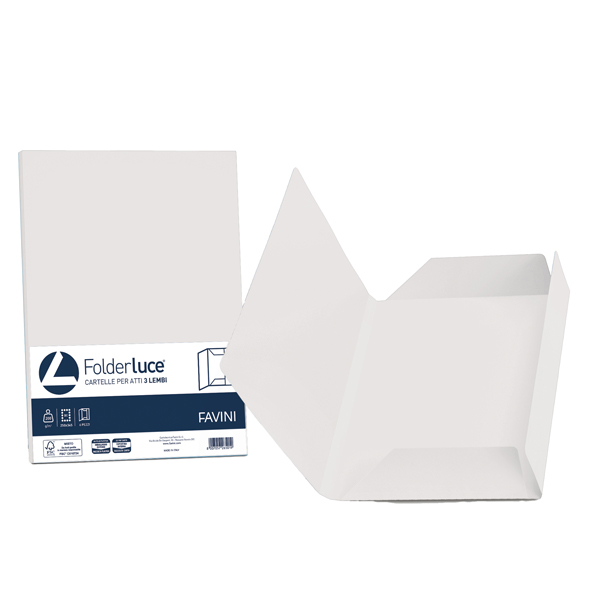 Cartellina 3 lembi Acqua - 200 gr - A4 - cartoncino bristol - bianco - Favini - conf. 25 pezzi Cartellina 3 lembi Acqua - 200 gr - A4 - cartoncino bristol - bianco - Favini - conf. 25 pezzi