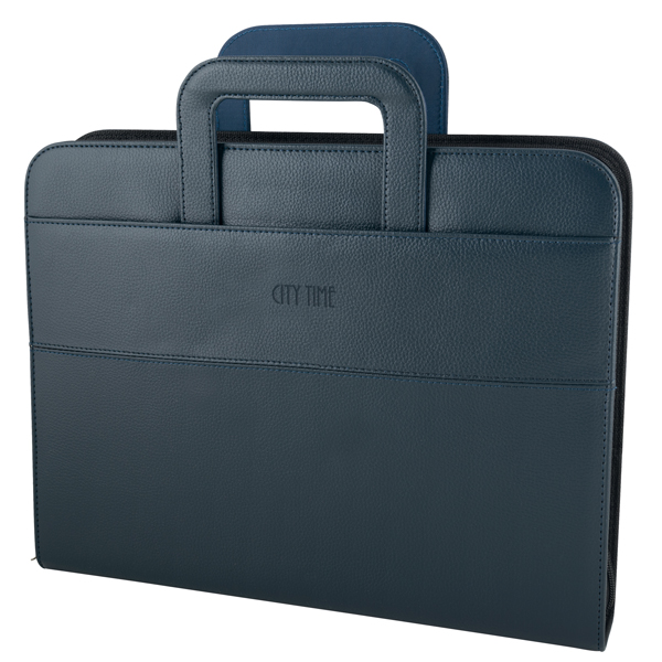 Portablocco - similpelle - c/anelli - blu - 28,5x36 cm - City Time Portablocco - similpelle - c/anelli - blu - 28,5x36 cm - City Time