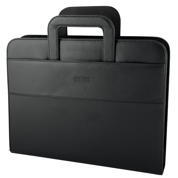 Portablocco - similpelle - c/anelli - nero - 28,5x36 cm - City Time Portablocco - similpelle - c/anelli - nero - 28,5x36 cm - City Time