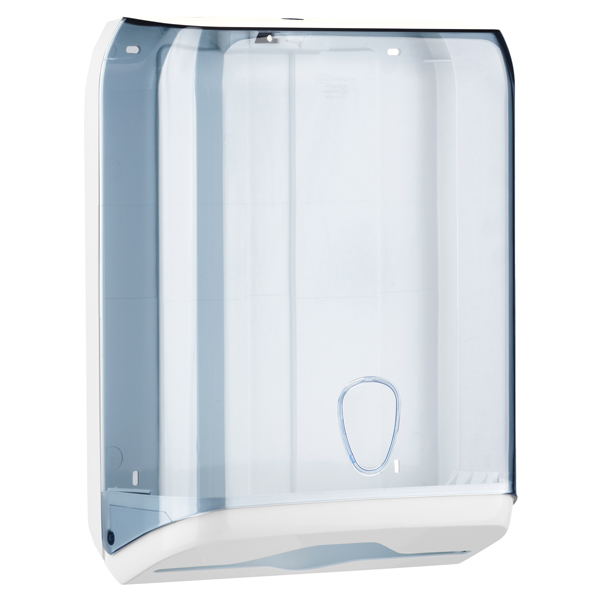 Dispenser asciugamani piegati - 28x13,7x37,5 cm - plastica - bianco/azzurro trasparente - Mar Plast Dispenser asciugamani piegati - 28x13,7x37,5 cm - plastica - bianco/azzurro trasparente - Mar Plast