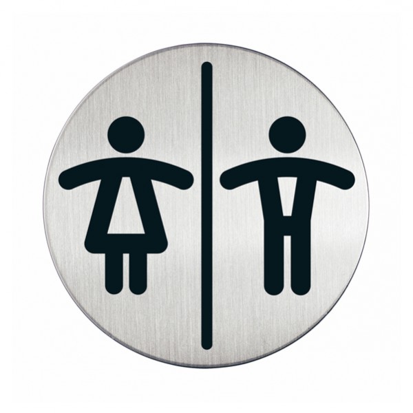 Pittogramma adesivo - WC donne/uomini - diametro 8,3 cm - acciaio - Durable Pittogramma adesivo - WC donne/uomini - diametro 8,3 cm - acciaio - Durable