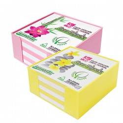 Contenitore in plastica con foglietti - bianco - 10 x 10 x 5cm - carta riciclata 100% - IKona+