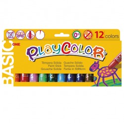 Tempera solida in stick Playcolor - 10gr - colori assortiti - Instant - astuccio 12 stick