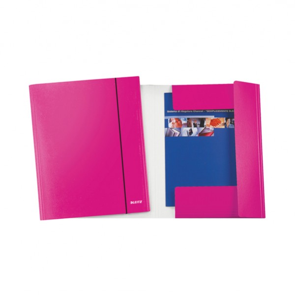 Cartella 3 lembi con elastico WOW - 25 x 35 cm - dorso variabile - cartoncino plastificato - fucsia metal - Leitz Cartella 3 lembi con elastico WOW - 25 x 35 cm - dorso variabile - cartoncino plastificato - fucsia metal - Leitz