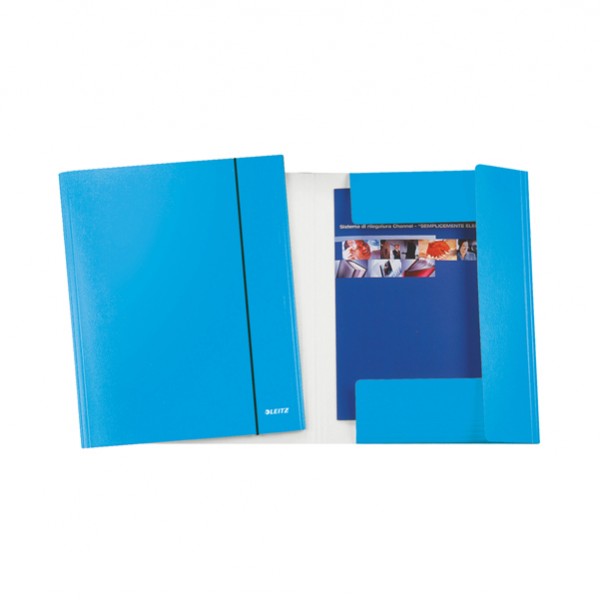 Cartella 3 lembi con elastico WOW - 25 x 35 cm - dorso variabile - cartoncino plastificato - azzurro metal - Leitz Cartella 3 lembi con elastico WOW - 25 x 35 cm - dorso variabile - cartoncino plastificato - azzurro metal - Leitz
