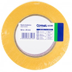 Nastro biadesivo - 25 mm x 50 m - PP - trasparente - Comet
