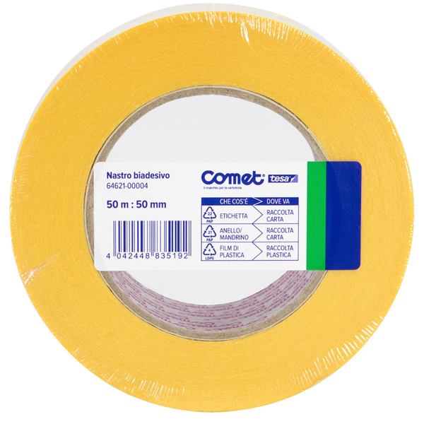 Nastro biadesivo - 50 mm x 50 m - PP - trasparente - Comet Nastro biadesivo - 50 mm x 50 m - PP - trasparente - Comet