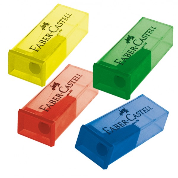 Temperamatite con contenitore - 1 foro - Faber-Castell - conf. 25 pezzi Temperamatite con contenitore - 1 foro - Faber-Castell - conf. 25 pezzi